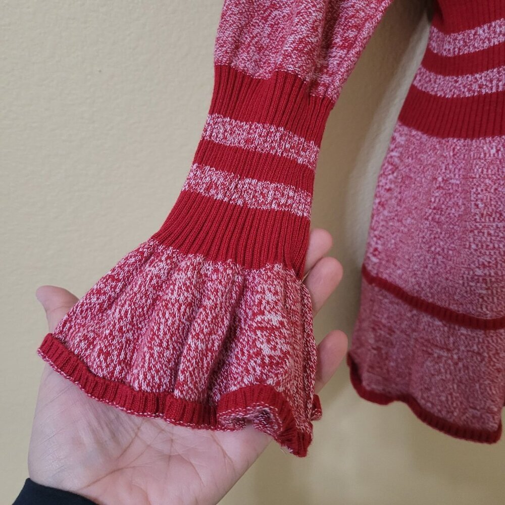 Eloquii Red & White Ruffle Sleeve Sweater 14/16 Stretch Comfy - Picture 5 of 6